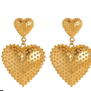 Mallarino's Marguerite earring with dotted heart posts and oversized heart drops